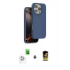 MARSİLYAN™- iPhone 16 Pro Kılıf Kıvılcım Çizgi Serisi - Siyah Buffer Cam Ekran Koruyucu + Beyaz Raze Metal Kamera Lens