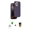 MARSİLYAN™- iPhone 16 Pro Kılıf Kıvılcım Çizgi Serisi - Siyah Buffer Cam Ekran Koruyucu + Beyaz Raze Metal Kamera Lens