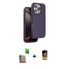 MARSİLYAN™- iPhone 16 Pro Kılıf Kıvılcım Çizgi Serisi - Siyah Buffer Cam Ekran Koruyucu + Çöl Titanyum Raze Metal Kamera Lens