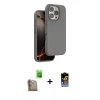 MARSİLYAN™- iPhone 16 Pro Kılıf Kıvılcım Çizgi Serisi - Siyah Buffer Hayalet Cam Ekran Koruyucu + Raze Metal Kamera Lens - CLTM