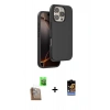 MARSİLYAN™- iPhone 16 Pro Kılıf Kıvılcım Çizgi Serisi - Siyah Buffer Hayalet Cam Ekran Koruyucu + Raze Metal Kamera Lens - CLTM