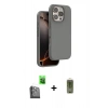MARSİLYAN™- iPhone 16 Pro Kılıf Kıvılcım Çizgi Serisi - Siyah Joko Magic 5D Hayalet Cam + Raze Metal Kamera Lens - SH