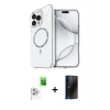 MARSİLYAN™- iPhone 16 Pro Kılıf Kıvılcım Form Prime - Siyah 3D Antistatik Hayalet Cam Ekran Koruyucu + Raze Metal Kamera Lens - BZ
