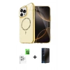 MARSİLYAN™- iPhone 16 Pro Kılıf Kıvılcım Form Prime - Siyah 3D Antistatik Hayalet Cam Ekran Koruyucu + Raze Metal Kamera Lens - BZ