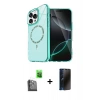 MARSİLYAN™- iPhone 16 Pro Kılıf Kıvılcım Form Prime - Siyah 3D Antistatik Hayalet Cam Ekran Koruyucu + Raze Metal Kamera Lens - SH