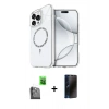 MARSİLYAN™- iPhone 16 Pro Kılıf Kıvılcım Form Prime - Siyah 3D Antistatik Hayalet Cam Ekran Koruyucu + Raze Metal Kamera Lens - SH