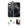 MARSİLYAN™- iPhone 16 Pro Kılıf Kıvılcım Form Prime - Siyah 3D Antistatik Mat Seramik Nano Ekran Koruyucu + Raze Metal Kamera Lens - BZ