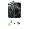 MARSİLYAN™- iPhone 16 Pro Kılıf Kıvılcım Form Prime - Siyah 3D Antistatik Seramik Nano Ekran Koruyucu + Raze Metal Kamera Lens - BZ