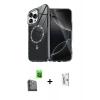 MARSİLYAN™- iPhone 16 Pro Kılıf Kıvılcım Form Prime - Siyah Bilvis 0.18mm Plus Cam Ekran Koruyucu + Raze Metal Kamera Lens - SH