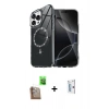 MARSİLYAN™- iPhone 16 Pro Kılıf Kıvılcım Form Prime - Siyah Bilvis 0.18mm Plus Cam Ekran Koruyucu + Raze Metal Kamera Lens - CLTM