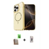 MARSİLYAN™- iPhone 16 Pro Kılıf Kıvılcım Form Prime - Siyah Bilvis 3D Cam Ekran Koruyucu + Çöl Titanyum Raze Metal Kamera Lens