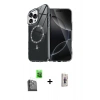 MARSİLYAN™- iPhone 16 Pro Kılıf Kıvılcım Form Prime - Siyah Bilvis 3D Cam Ekran Koruyucu + Raze Metal Kamera Lens - SH