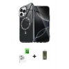 MARSİLYAN™- iPhone 16 Pro Kılıf Kıvılcım Form Prime - Siyah Joko Magic 5D Hayalet Cam + Beyaz Raze Metal Kamera Lens