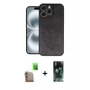 MARSİLYAN™- iPhone 16 Pro Kılıf Kıvılcım Işık Serisi - Siyah 360 Mat Full Body Arka Koruyucu + Raze Metal Kamera Lens - CLTM