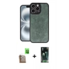 MARSİLYAN™- iPhone 16 Pro Kılıf Kıvılcım Işık Serisi - Siyah 360 Mat Full Body Arka Koruyucu + Raze Metal Kamera Lens - CLTM