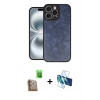MARSİLYAN™- iPhone 16 Pro Kılıf Kıvılcım Işık Serisi - Siyah 3D Antistatik Cam Ekran Koruyucu + Raze Metal Kamera Lens - CLTM