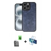 MARSİLYAN™- iPhone 16 Pro Kılıf Kıvılcım Işık Serisi - Siyah 3D Antistatik Cam Ekran Koruyucu + Raze Metal Kamera Lens - SH