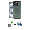 MARSİLYAN™- iPhone 16 Pro Kılıf Kıvılcım Işık Serisi - Siyah 3D Antistatik Cam Ekran Koruyucu + Raze Metal Kamera Lens - SH