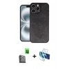 MARSİLYAN™- iPhone 16 Pro Kılıf Kıvılcım Işık Serisi - Siyah 3D Antistatik Cam Ekran Koruyucu + Raze Metal Kamera Lens - SH