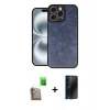 MARSİLYAN™- iPhone 16 Pro Kılıf Kıvılcım Işık Serisi - Siyah 3D Antistatik Hayalet Cam Ekran Koruyucu + Raze Metal Kamera Lens - CLTM