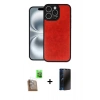 MARSİLYAN™- iPhone 16 Pro Kılıf Kıvılcım Işık Serisi - Siyah 3D Antistatik Hayalet Cam Ekran Koruyucu + Raze Metal Kamera Lens - CLTM