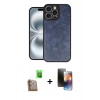 MARSİLYAN™- iPhone 16 Pro Kılıf Kıvılcım Işık Serisi - Siyah 3D Antistatik Mat Seramik Nano Ekran Koruyucu + Çöl Titanyum Raze Metal Kamera Lens