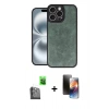 MARSİLYAN™- iPhone 16 Pro Kılıf Kıvılcım Işık Serisi - Siyah 3D Antistatik Mat Seramik Nano Ekran Koruyucu + Raze Metal Kamera Lens - SH