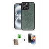 MARSİLYAN™- iPhone 16 Pro Kılıf Kıvılcım Işık Serisi - Siyah 3D Antistatik Mat Seramik Nano Ekran Koruyucu + Çöl Titanyum Raze Metal Kamera Lens