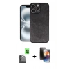 MARSİLYAN™- iPhone 16 Pro Kılıf Kıvılcım Işık Serisi - Siyah 3D Antistatik Mat Seramik Nano Ekran Koruyucu + Raze Metal Kamera Lens - SH