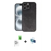 MARSİLYAN™- iPhone 16 Pro Kılıf Kıvılcım Işık Serisi - Siyah 3D Antistatik Seramik Nano Ekran Koruyucu + Raze Metal Kamera Lens - BZ
