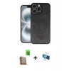 MARSİLYAN™- iPhone 16 Pro Kılıf Kıvılcım Işık Serisi - Siyah 3D Antistatik Seramik Nano Ekran Koruyucu + Raze Metal Kamera Lens - CLTM