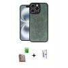 MARSİLYAN™- iPhone 16 Pro Kılıf Kıvılcım Işık Serisi - Siyah Bilvis 0.18mm Plus Cam Ekran Koruyucu + Çöl Titanyum Raze Metal Kamera Lens
