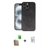 MARSİLYAN™- iPhone 16 Pro Kılıf Kıvılcım Işık Serisi - Siyah Bilvis 0.18mm Plus Cam Ekran Koruyucu + Çöl Titanyum Raze Metal Kamera Lens