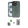 MARSİLYAN™- iPhone 16 Pro Kılıf Kıvılcım Işık Serisi - Siyah Bilvis 3D Mat Cam Ekran Koruyucu + Raze Metal Kamera Lens - SH