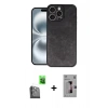 MARSİLYAN™- iPhone 16 Pro Kılıf Kıvılcım Işık Serisi - Siyah Bilvis 3D Mat Cam Ekran Koruyucu + Raze Metal Kamera Lens - SH