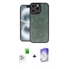 MARSİLYAN™- iPhone 16 Pro Kılıf Kıvılcım Işık Serisi - Siyah Bilvis 5in1 3D Magic Cam Ekran Koruyucu + Raze Metal Kamera Lens - BZ