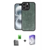 MARSİLYAN™- iPhone 16 Pro Kılıf Kıvılcım Işık Serisi - Siyah Bilvis 5in1 3D Magic Cam Ekran Koruyucu + Siyah Raze Metal Kamera Lens
