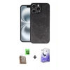 MARSİLYAN™- iPhone 16 Pro Kılıf Kıvılcım Işık Serisi - Siyah Bilvis 5in1 5D Magic Hayalet Cam Ekran Koruyucu + Raze Metal Kamera Lens - CLTM