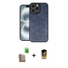 MARSİLYAN™- iPhone 16 Pro Kılıf Kıvılcım Işık Serisi - Siyah Buffer Cam Ekran Koruyucu + Çöl Titanyum Raze Metal Kamera Lens