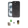 MARSİLYAN™- iPhone 16 Pro Kılıf Kıvılcım Işık Serisi - Siyah Buffer Cam Ekran Koruyucu + Çöl Titanyum Raze Metal Kamera Lens
