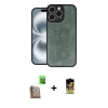 MARSİLYAN™- iPhone 16 Pro Kılıf Kıvılcım Işık Serisi - Siyah Buffer Cam Ekran Koruyucu + Çöl Titanyum Raze Metal Kamera Lens