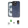 MARSİLYAN™- iPhone 16 Pro Kılıf Kıvılcım Işık Serisi - Siyah Buffer Hayalet Cam Ekran Koruyucu + Raze Metal Kamera Lens - BZ