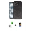MARSİLYAN™- iPhone 16 Pro Kılıf Kıvılcım Işık Serisi - Siyah Buffer Hayalet Cam Ekran Koruyucu + Raze Metal Kamera Lens - BZ