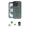 MARSİLYAN™- iPhone 16 Pro Kılıf Kıvılcım Işık Serisi - Siyah Buffer Hayalet Cam Ekran Koruyucu + Raze Metal Kamera Lens - BZ