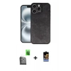 MARSİLYAN™- iPhone 16 Pro Kılıf Kıvılcım Işık Serisi - Siyah Buffer Hayalet Cam Ekran Koruyucu + Raze Metal Kamera Lens - SH