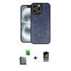 MARSİLYAN™- iPhone 16 Pro Kılıf Kıvılcım Işık Serisi - Siyah Buffer Hayalet Cam Ekran Koruyucu + Raze Metal Kamera Lens - SH