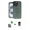 MARSİLYAN™- iPhone 16 Pro Kılıf Kıvılcım Işık Serisi - Siyah Buffer Hayalet Cam Ekran Koruyucu + Raze Metal Kamera Lens - SH
