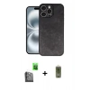 MARSİLYAN™- iPhone 16 Pro Kılıf Kıvılcım Işık Serisi - Siyah Joko Magic 5D Hayalet Cam + Siyah Raze Metal Kamera Lens
