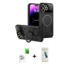 MARSİLYAN™- iPhone 16 Pro Kılıf Kıvılcım Modern Serisi - Şeffaf Pasifik Cam Ekran Koruyucu + Raze Metal Kamera Lens - BZ