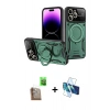 MARSİLYAN™- iPhone 16 Pro Kılıf Kıvılcım Modern Serisi - Siyah 3D Antistatik Cam Ekran Koruyucu + Raze Metal Kamera Lens - CLTM